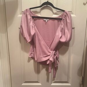 Elegant Pink Off-Shoulder Wrap Top